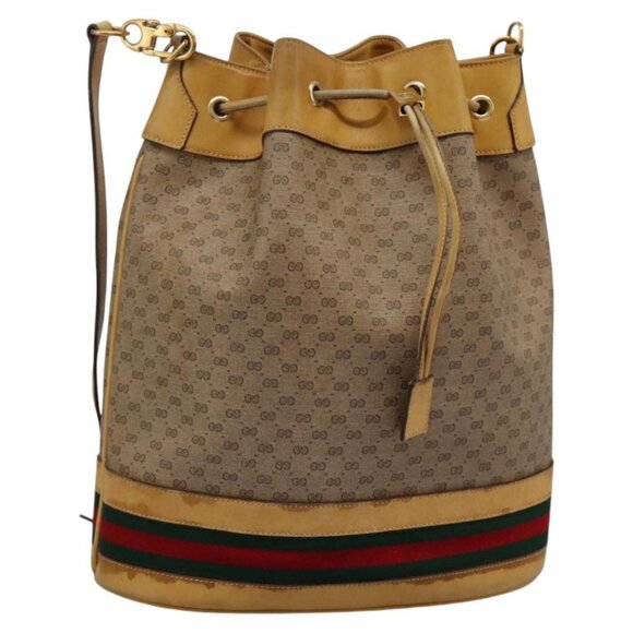 GUCCI Micro GG Supreme Web Sherry Line Bag PVC Beige 001 115 4793 Auth ep8094